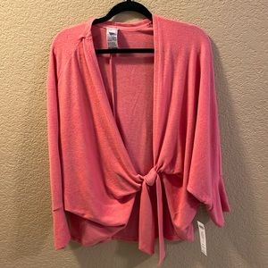 Chico’s New Coral 3/4 Sleeve Knotted Cardigan - Size 1